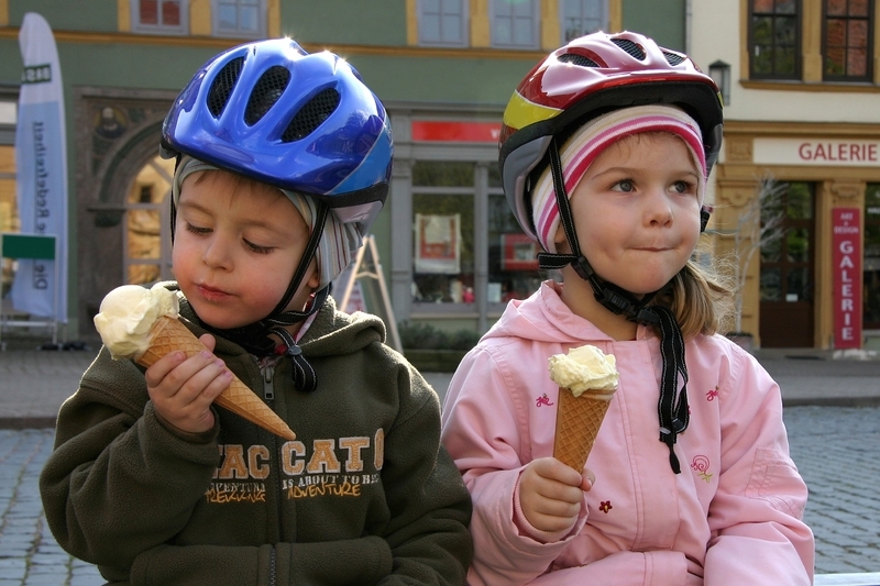 Italienisches Eiscafe im deutschen Winter